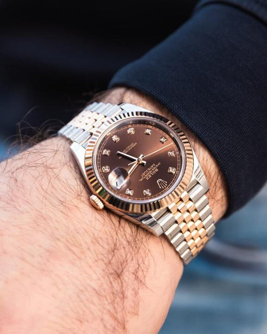 Rolee_x Oyster Perpetual Date Just 2Ton Copper Brown Diamond