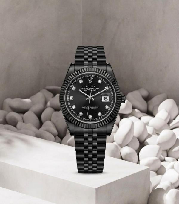 Rolee_x Oyster Perpetual Date Just Full Black Diamond