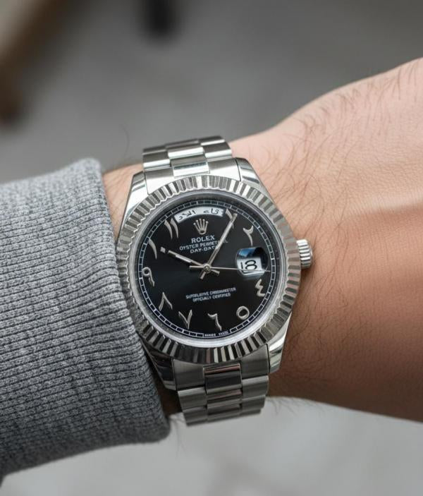 Rolee_x Oyster Perpetual Day Date Arabic Silver-Black
