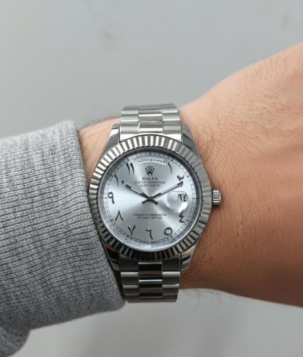 Rolee_x Oyster Perpetual Day Date Arabi Silver-Whitec