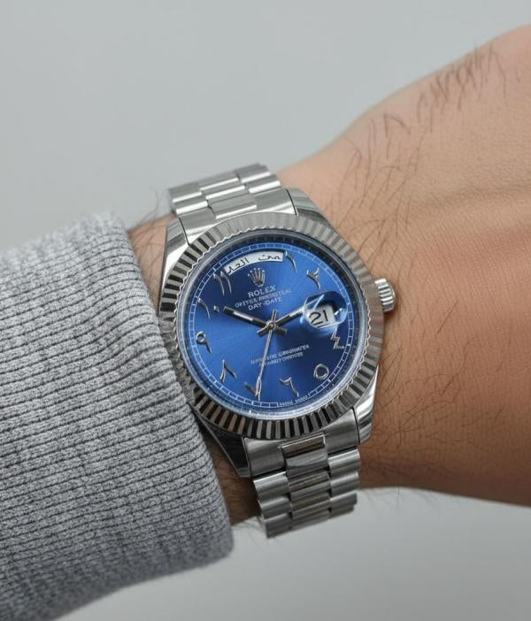 Rolee_x Oyster Perpetual Day Date Arabic Silver-Blue
