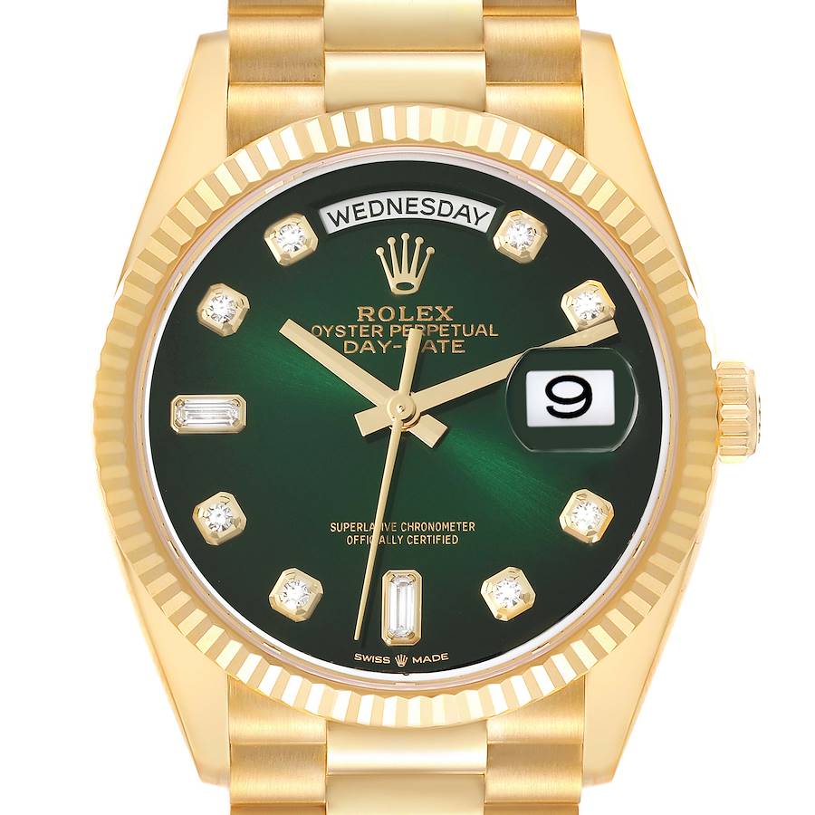 Rol_ex Presi_dent Day_Date Yellow Gold Green Diamond Dial Mens Watch premiumwearing.online
