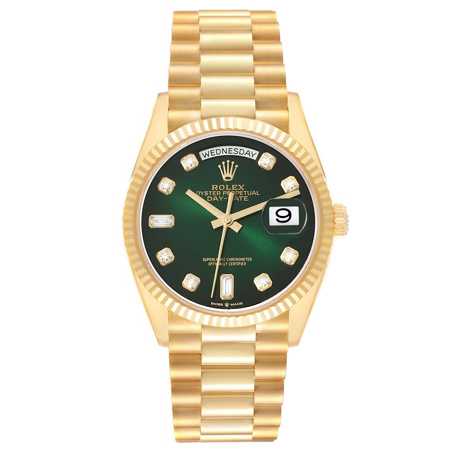 Rol_ex Presi_dent Day_Date Yellow Gold Green Diamond Dial Mens Watch premiumwearing.online