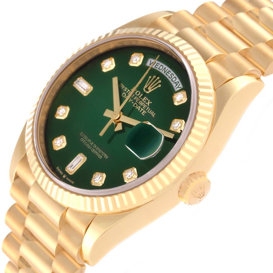 Rol_ex Presi_dent Day_Date Yellow Gold Green Diamond Dial Mens Watch premiumwearing.online