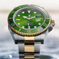 Rolee_x Oyster Perpetual Submarine 2Ton-Gold-Green