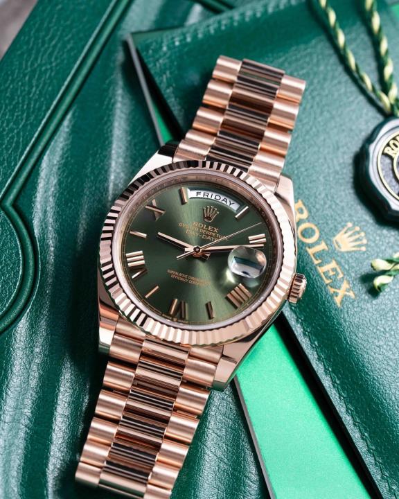 Rolee_x Oyster Perpetual Day Date 40 Battery Copper Green