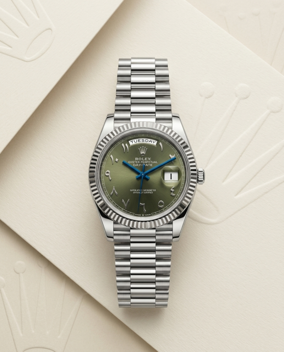 Rolee_x Oyster Perpetual Day Date Arabic Silver-Green