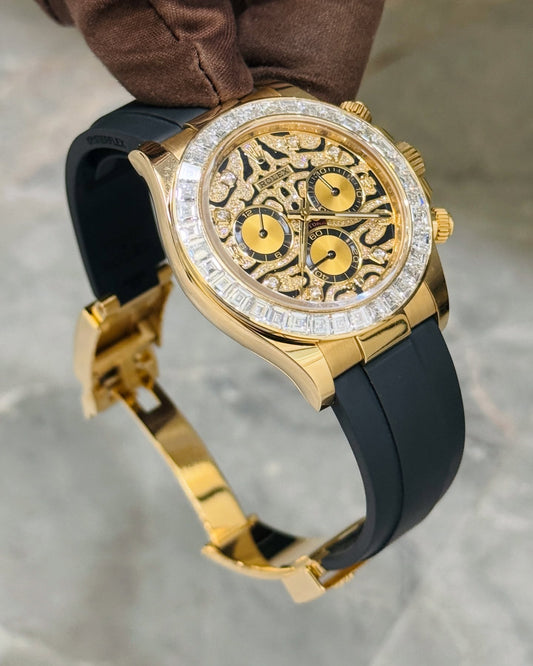 Ro*ex Eye Of The Tiger Gold Dial Silicon Belt Edition Premium Quality Luxury Watch premiumwearing.online